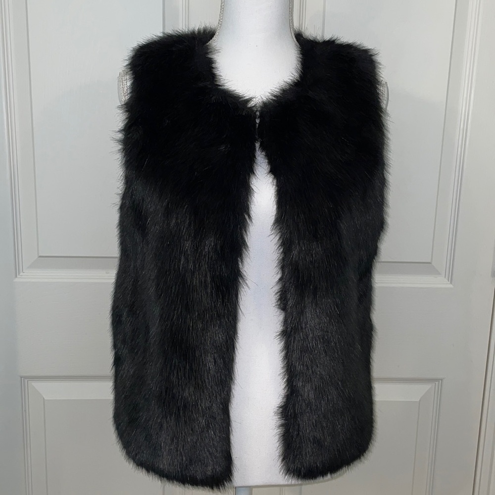 Topshop Black Faux Fur Vest